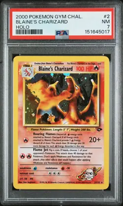 2000 POKEMON GYM CHALLENGE HOLO #2 BLAINE'S CHARIZARD PSA 7 - Image 1