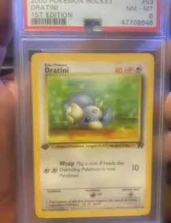 2000 Pokemon Team Rocket 53/82 Dratini 1st Edition PSA 8 NM - MT - Image 1