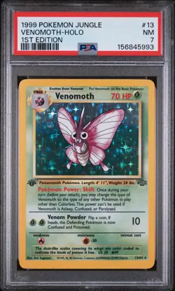 1999 Pokemon Jungle Venomoth Holo 1st Edition PSA 7 NM #13 - Image 1