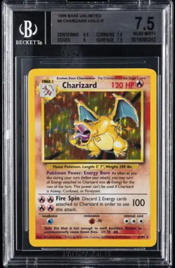 1999 POKEMON BASE SET UNLIMITED #4/102 CHARIZARD BGS 7.5 - Image 1