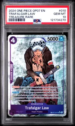 2024 ONE PIECE OP07-500 YEARS IN THE FUTURE TREASURE RARE TRAFALGAR LAW PSA 10 - Image 1