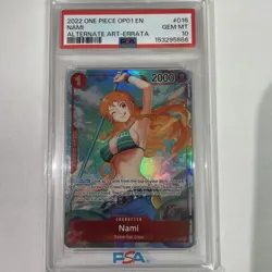 2022 One Piece OP01 EN Nami Alternate Art Errata #016 PSA 10 GEM MINT - Image 1