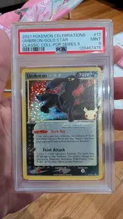 2021 POKEMON CELEBRATIONS CLASSIC COLLECTION #17 UMBREON-GOLD STAR PSA 9 - Image 1