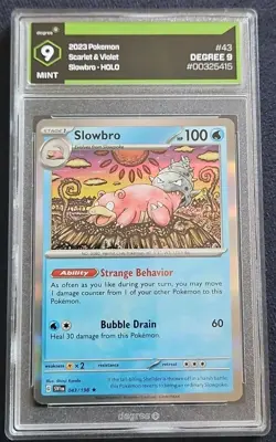 2023 Pokemon Svi En-Scarlet & Violet Slowbro 043/198 Holo Degree Graded 9 - Image 1