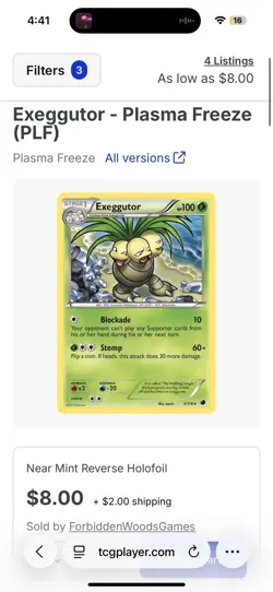 Exeggutor 5/116 Pokemon Plasma Freeze Reverse Holo ✨🔥SHIPS FAST💨+FREE GIFT🎁 - Image 2
