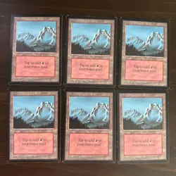 MTG Mountain (B) Limited Edition Beta Set of 6 Magic The Gathering Cards - Image 1