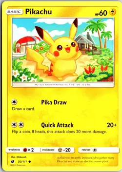 Pikachu 30/111 C Crimson Invasion Pokemon NM/M - Image 1