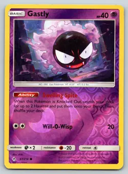 GASTLY 67/214 C UNBROKEN BONDS POKEMON REVERSE HOLO MP CHIBI - Image 1