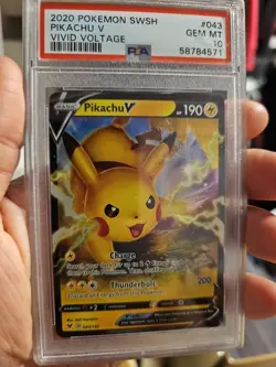 2020 Pokemon Sword & Shield Vivid Voltage - Pikachu V #043/185 - PSA 10 GEM MINT - Image 1