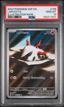 Larvesta Illustration Rare Pokemon Ssp En-Surging Sparks 196/191 PSA 10 - Image 1