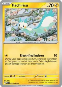 1x Pachirisu (#051/132) - Reverse Holofoil NM Eng Pokemon - ME01: Mega Evolution - Image 1