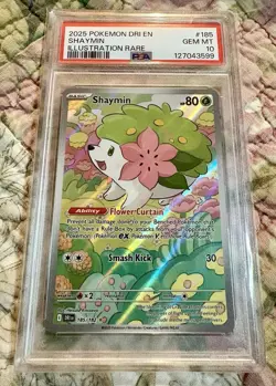Pokemon TCG 185/182 Destined Rivals Illustration Rare Shaymin PSA 10 - Image 1