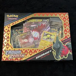 Pokemon TCG Sword & Shield Crown Zenith Regidrago V Collection Sealed Box - Image 1