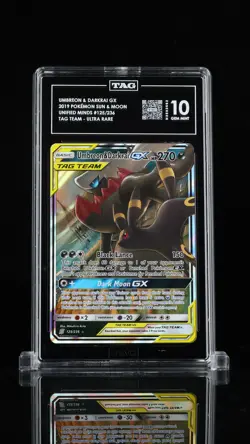 UMBREON & DARKRAI TAG TEAM GX 2019 POKEMON UNIFIED MINDS #125/236 TAG 10 - Image 1