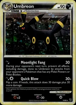 Umbreon 10/90 Holo Rare HGSS Undaunted LP - Image 1