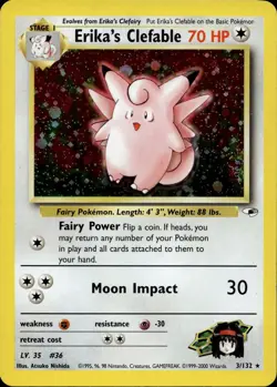 Erika's Clefable 3/132 Holo Rare Gym Heroes MP - Image 1