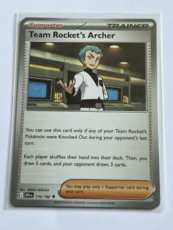 Team Rockets Archer 170 / 182 Pokemon Destined Rivals 2025 Mint - 9.0 + Non Holo - Image 2