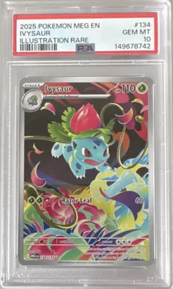 2025 POKEMON ME01-MEGA EVOLUTION IVYSAUR ILLUSTRATION RARE #134 PSA 10 - Image 1