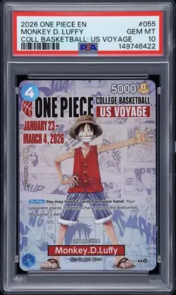 2026 ONE PIECE PROMO COLLEGE BASKETBALL U.S. VOYAGE #P-055 MONKEY D LUFFY PSA 10 - Image 3