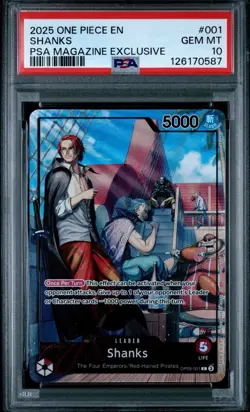 2025 ONE PIECE PROMOS PSA MAGAZINE EXCLUSIVE #001 SHANKS PSA 10 - Image 1