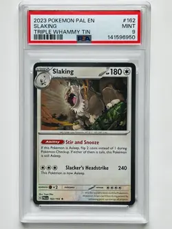 POKEMON PAL EN-PALDEA EVOLVED TRIPLE WHAMMY TINS #162 SLAKING PSA 9 Cosmos Foil - Image 1