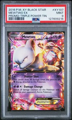 2016 POKEMON XY BLACK STAR PROMO TRIPLE POWER TIN #XY107 MEWTWO EX PSA 9 - Image 1