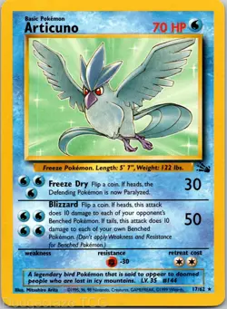 Articuno 17/62 Rare Fossil Pokemon Unlimited LP - Image 1