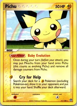 Pichu 21/108 Rare Power Keepers Pokemon NM - Image 1