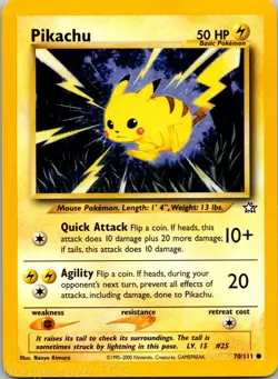 Pikachu 70/111 Common Neo Genesis Pokemon LP - Image 1