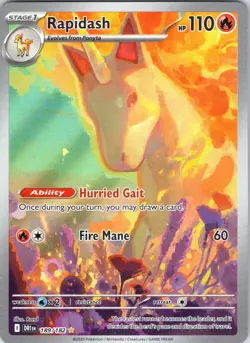 Rapidash 189/182 Illustration Rare Destined Rivals Pokemon Holo Near Mint - Image 1