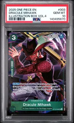 2025 One Piece English Dracule Mihawk Illustration Box Vol 4 St12-003 PSA 10 - Image 1