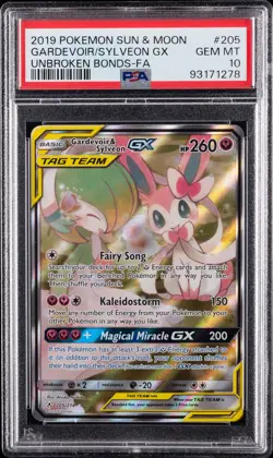 2019 POKEMON SUN & MOON UNBROKEN BONDS FULL ART/GARDEVOIR & SYLVEON GX PSA 10 - Image 1