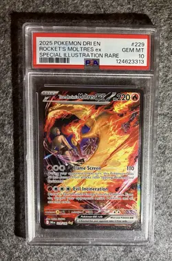 POKEMON PSA 10 TEAM ROCKET'S MOLTRES EX #229 DESTINED RIVALS - Image 1