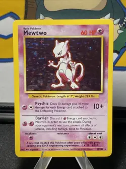 Pokemon TCG Mewtwo 010/102 Base Set Unlimited Holo Rare Vintage 1999 WOTC - Image 1