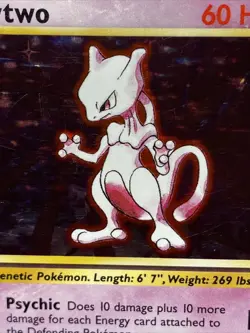 Pokemon TCG Mewtwo 010/102 Base Set Unlimited Holo Rare Vintage 1999 WOTC - Image 2