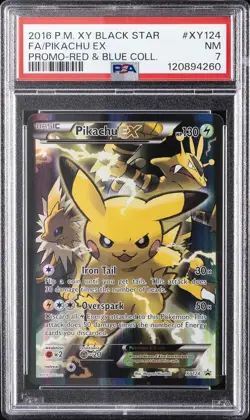 2016 POKEMON XY BLACK STAR PROMO RED & BLUE COLL FULL ART/PIKACHU EX PSA 7 - Image 1