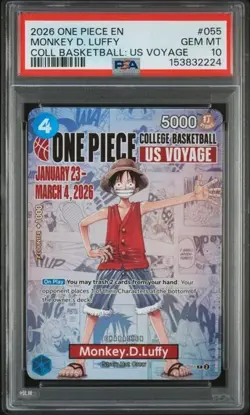 2026 ONE PIECE PROMOS COLLEGE BASKETBALL: US VOYAGE MONKEY D. LUFFY PSA 10 - Image 1