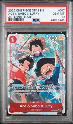 2025 One Piece Ace & Sabo & Luffy (Alternate Art) OP13-007 PSA 10 - Image 1