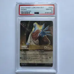 PSA 10 2023 Disney Lorcana HADES #205 Enchanted EN 1 The First Chapter GEM MINT - Image 1