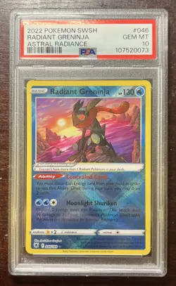Pokemon Radiant Greninja Holo Rare Card Swsh10: Astral Radiance 046/189 PSA 10 - Image 1