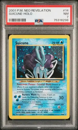 Pokemon Neo Revelation Suicune #14 Holo Unlimited 14/64 - PSA 7 NM - Image 1