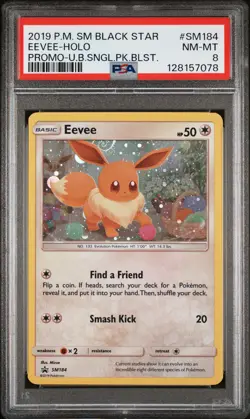 2019 POKEMON SM BLACK STAR PROMO #SM184 EEVEE-HOLO PSA 8 - Image 1