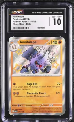 CGC 10 Annihilape 171/091 Shiny Rare Holo Paldean Fates Pokemon Gem Mint - Image 1