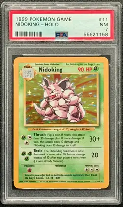 Pokemon TCG Base Set - Nidoking 11/102 Rare Holo PSA 7 - Image 1