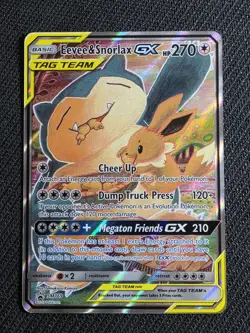 Pokemon TCG Eevee & Snorlax GX SM169 TAG TEAM Promo Holo Card Sm Set - Image 1