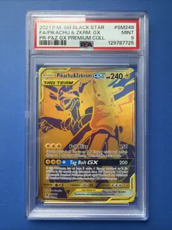 Pokemon Pikachu & Zekrom GX SM248 Holo Tag Team PSA 9 - Image 1