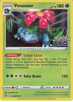 2022 POKEMON POKEMON GO VENUSAUR NM HOLO # 003/078 - Image 1