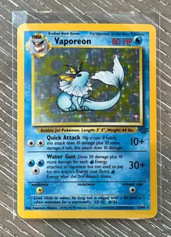 1999 Vaporeon Pokemon Base Set #12 English Version Holo Pokemon TCG Card - Image 1