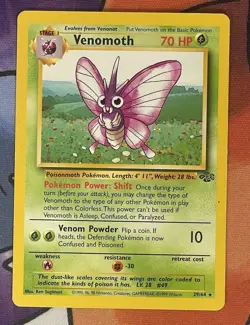 Venomoth 29/64 Pokemon Card Jungle Rare Non Holo Card - MP - Image 1