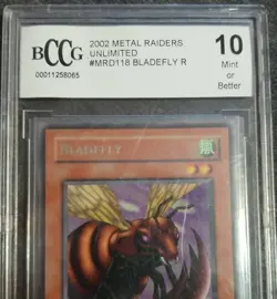 RaRe 2002 BCCG Graded 10 Bladefly Metal Raiders Yugioh MDR118 Metal Raiders Card - Image 2